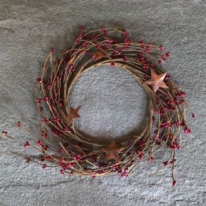 Country home decor wreath with red berries